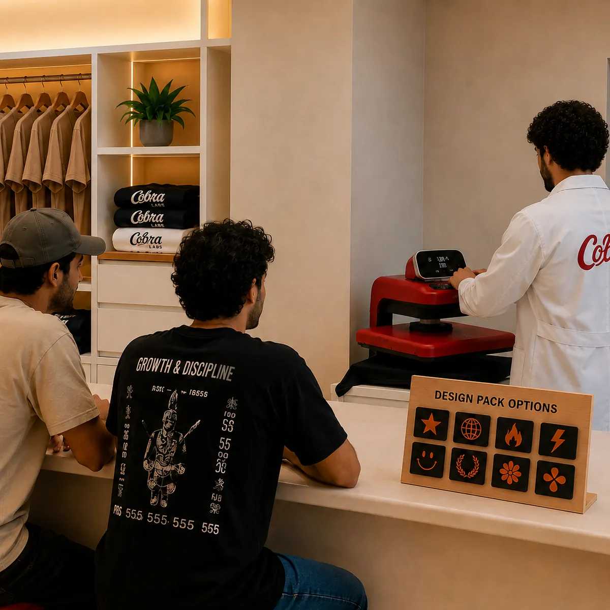 The Cobra Labs team producing a finished garment on site in real time.
